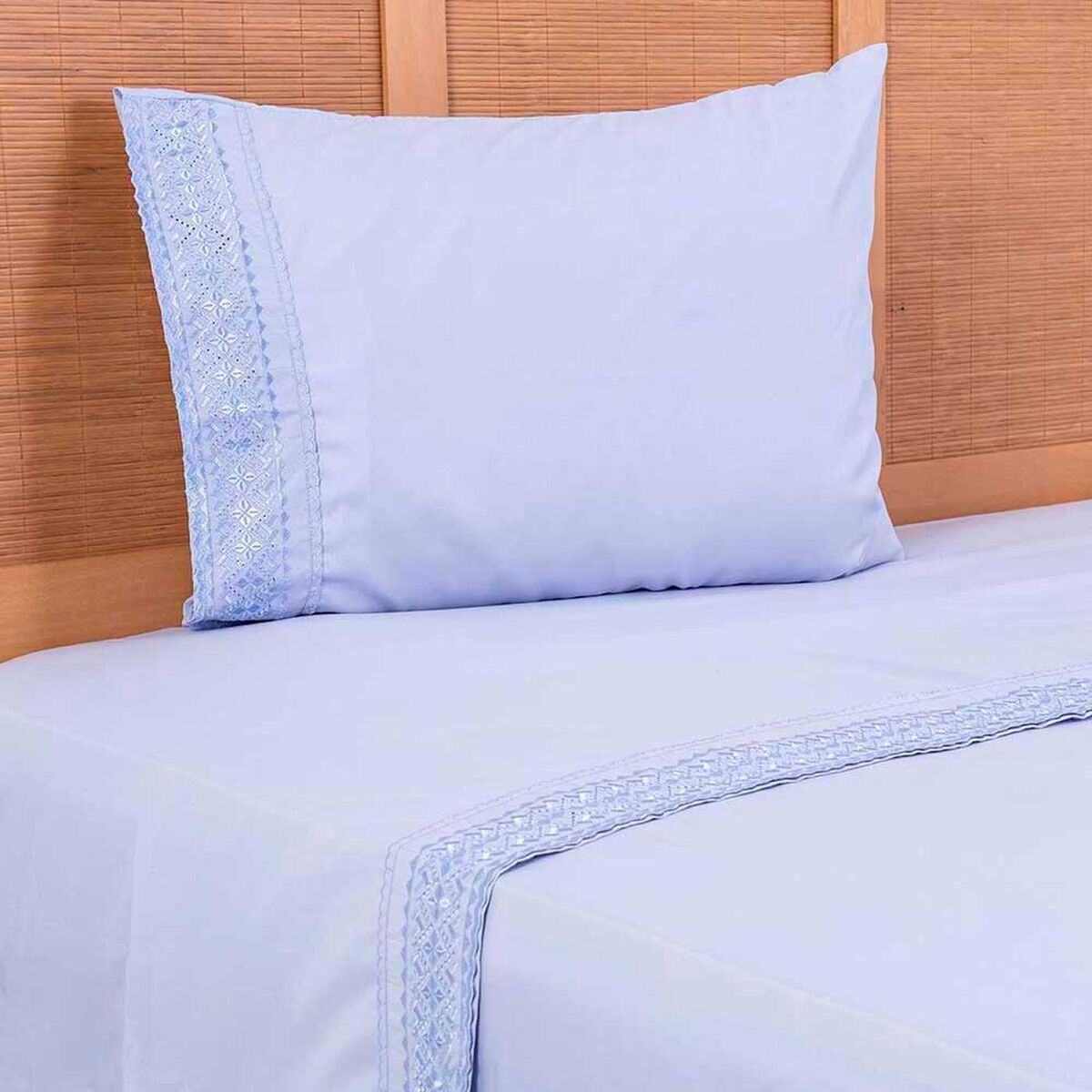 Juego de S&aacute;banas Liso Plumetti 1,5 Plazas Broderie Morado