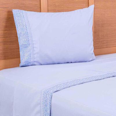 Juego de Sábanas Liso Plumetti 1,5 Plazas Broderie Morado