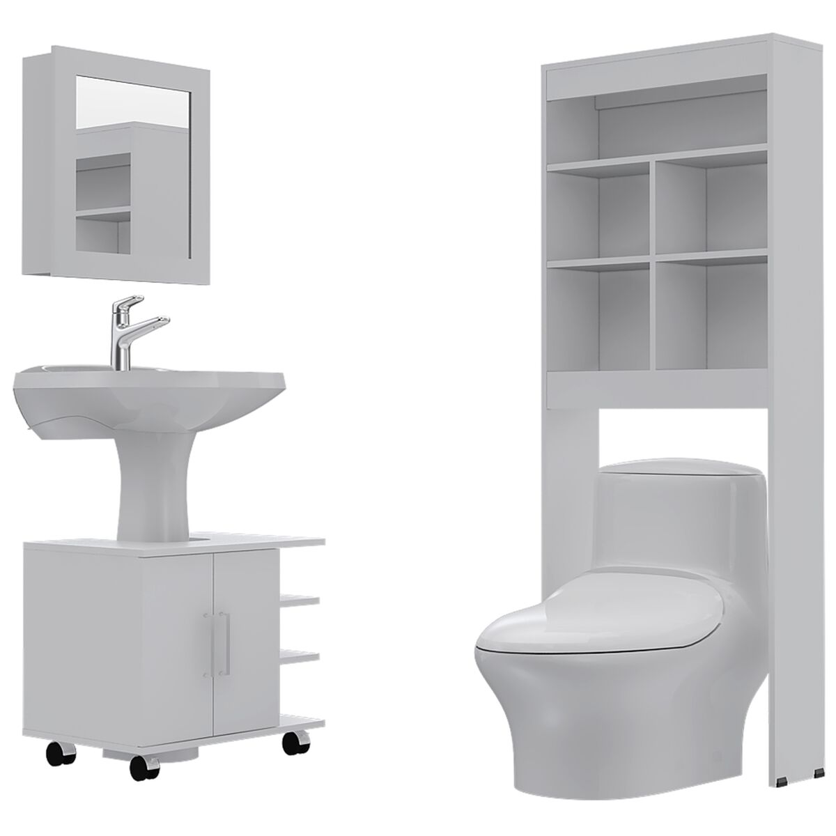 Mueble Lavamanos + Mueble Botiquín+Mueble Optimizador TuHome
