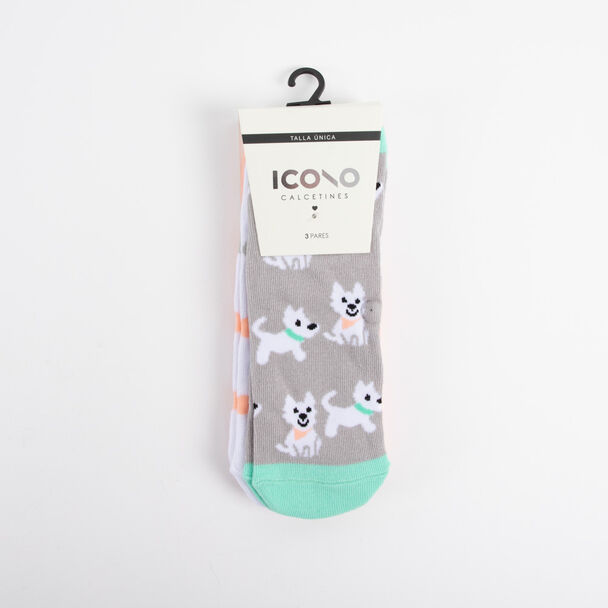 Pack 3 Calcetines Corto Mujer Icono