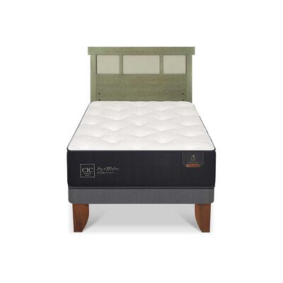 Cama Europea CIC 1,5 Plazas Premium + Respaldo Dublin Olivo