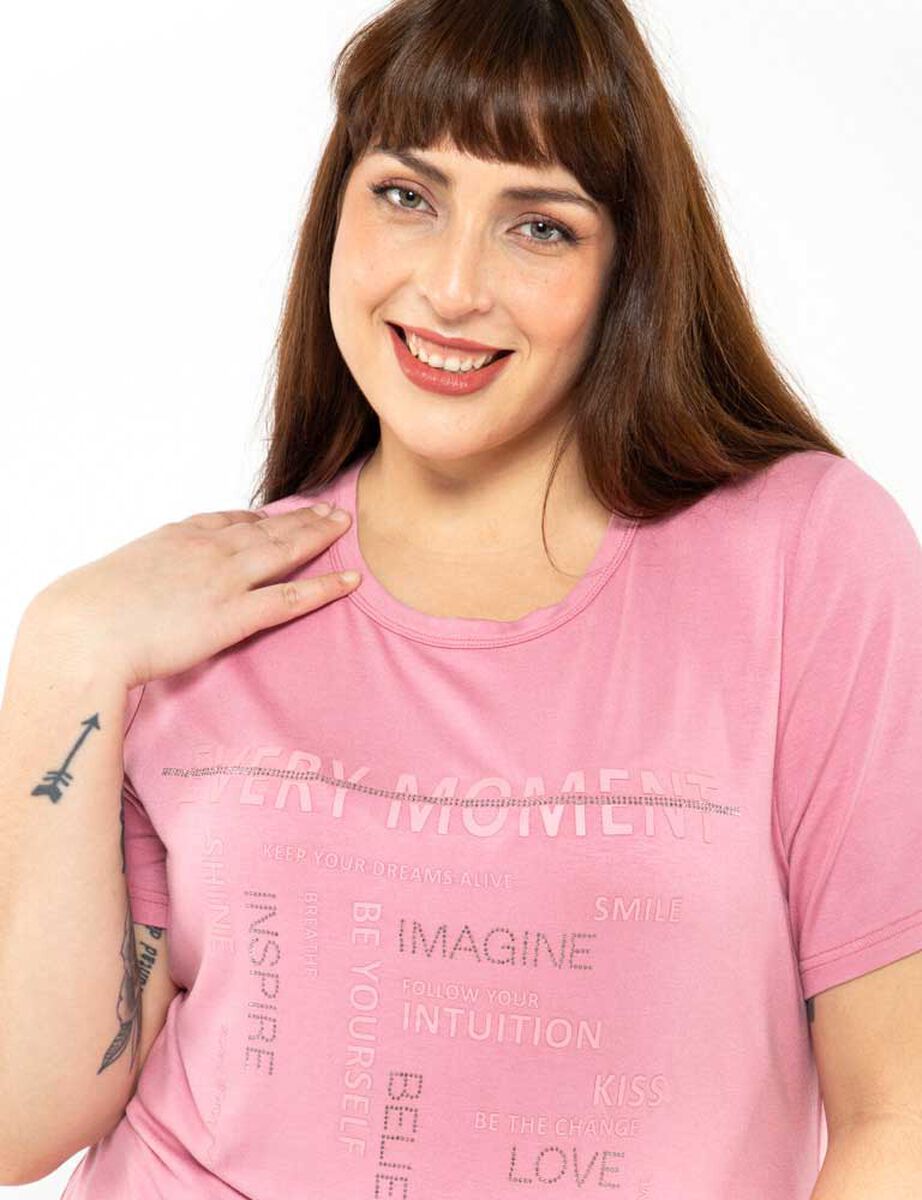 Polera Con Estampado Manga Corta Mujer Extralindas