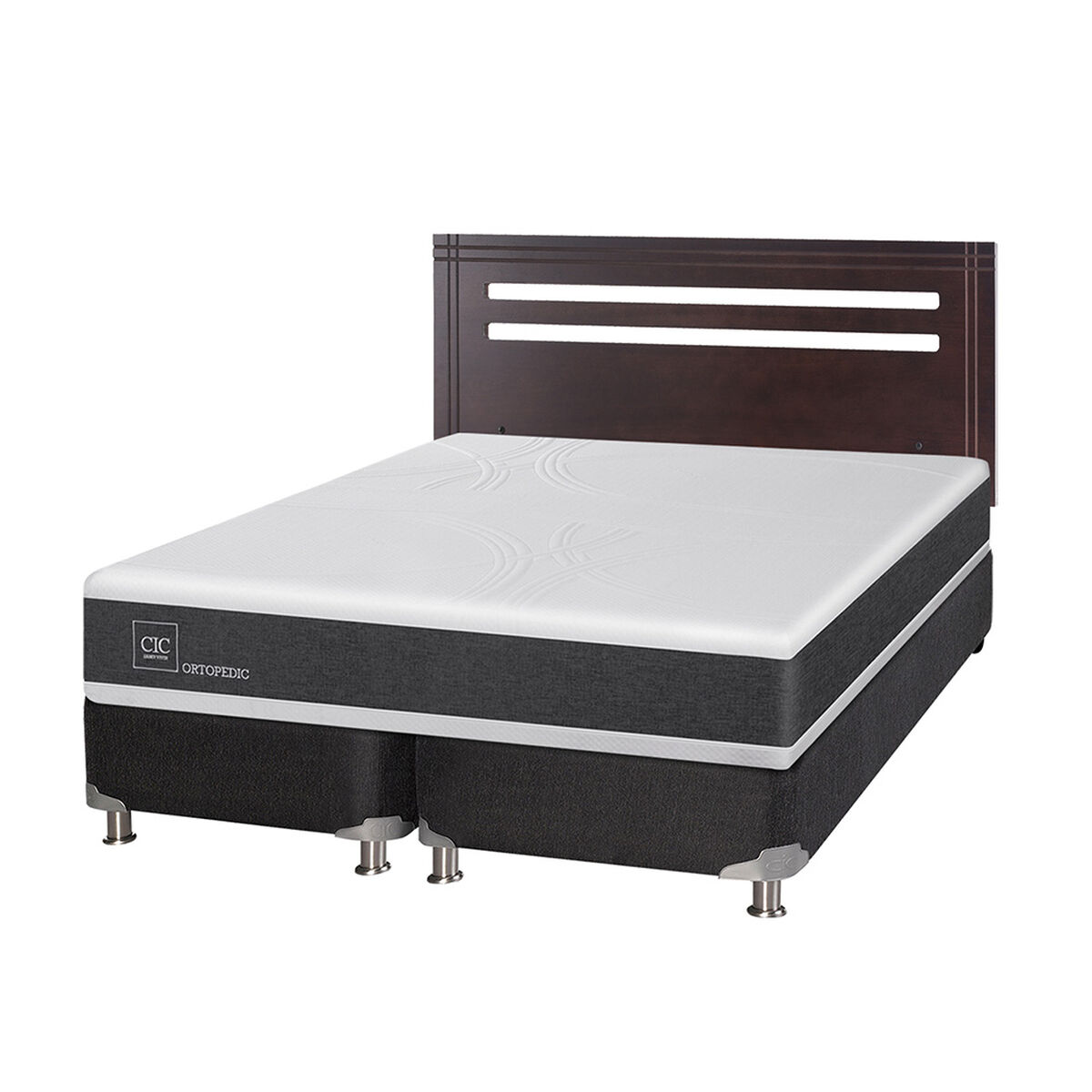 Box Spring CIC Base Dividida 2 Plazas New Ortopedic + Respaldo New munich
