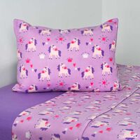 Sábana de polar American Family 1,5 Plazas Unicornio Morado