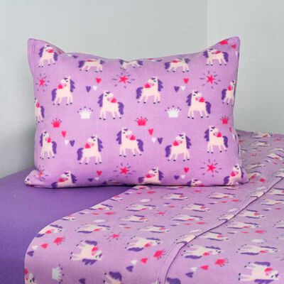 Sábana de polar American Family 1,5 Plazas Unicornio Morado