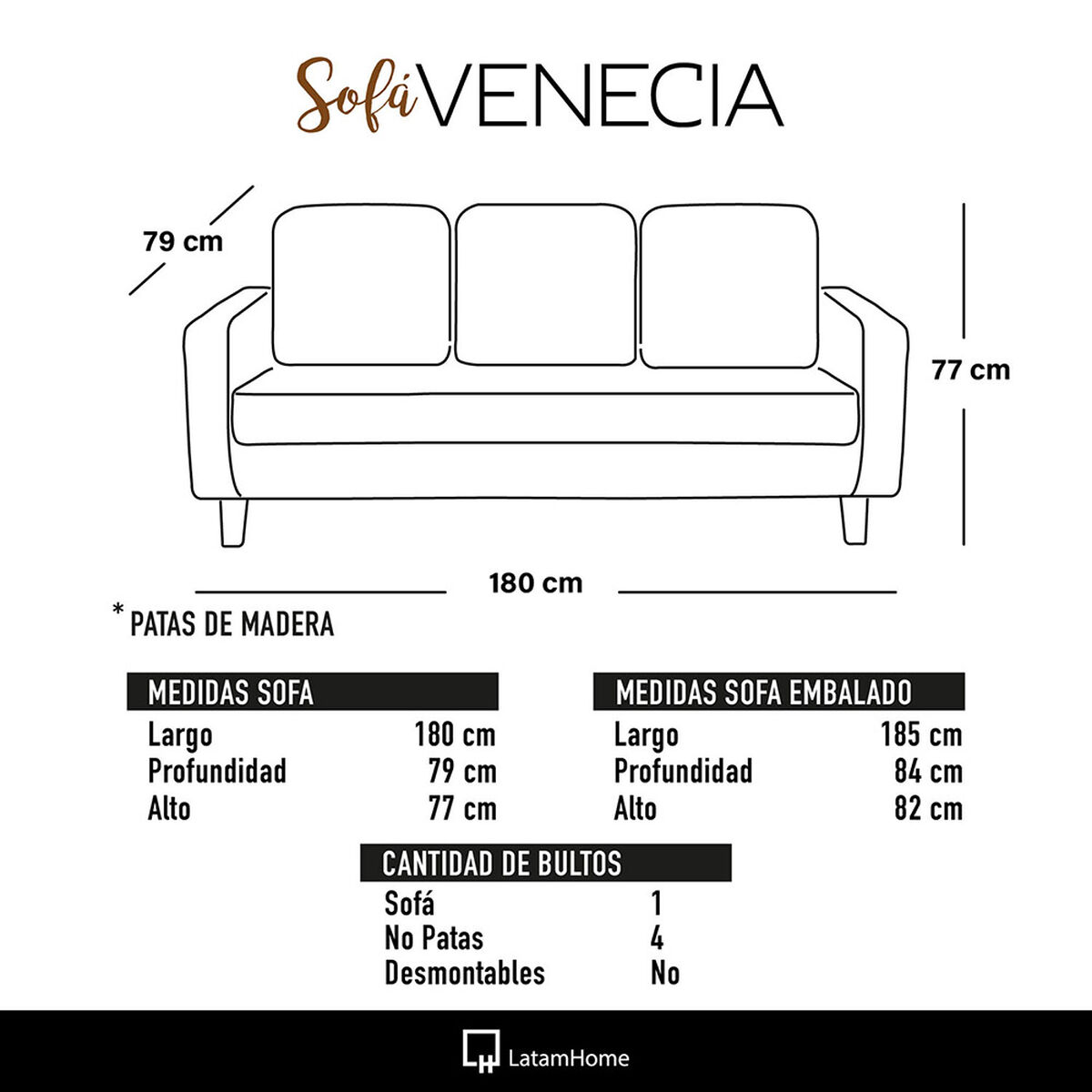 Juego de Living Latam Home Venecia 3 Cuerpos Gris + Sitial Kiel Tela Gris