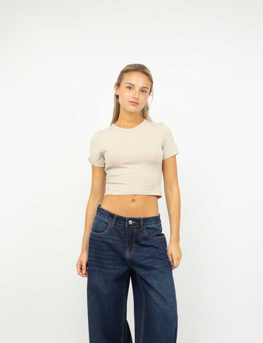Polera Crop Manga Corta Mujer Icono