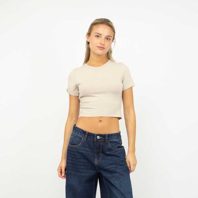 Polera Crop Manga Corta Mujer Icono