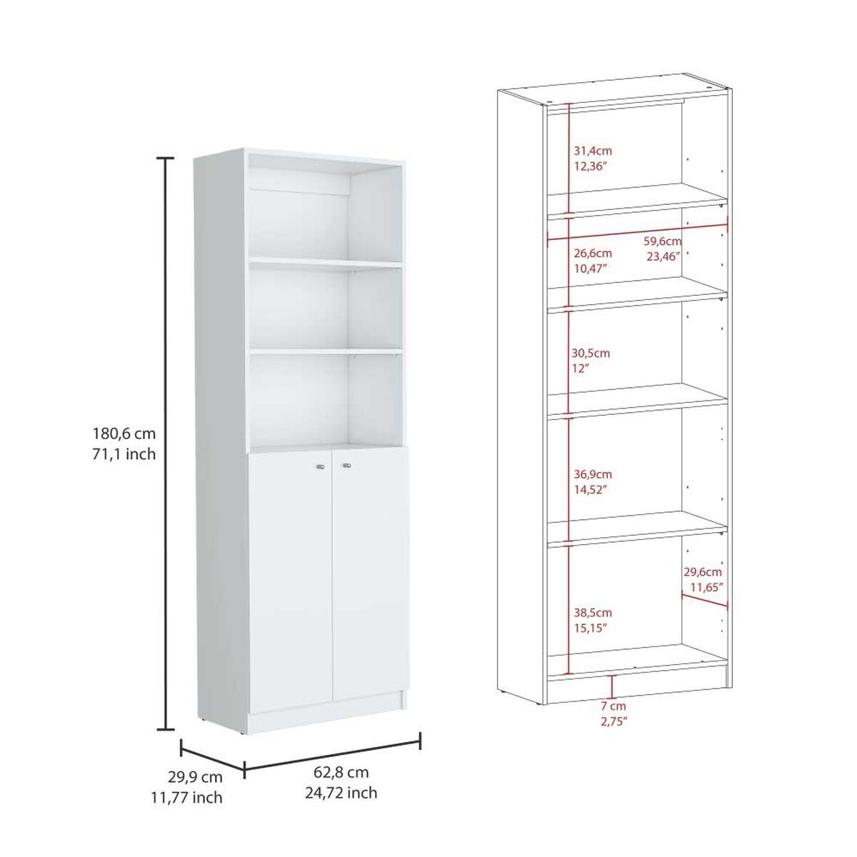 3 Estantes + Estante 2 Puertas TuHome Home Blanco