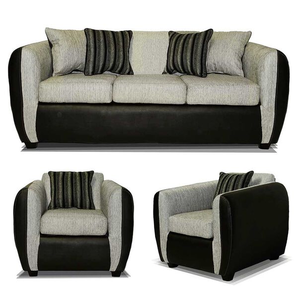 Juego de Living Elegant Detail Oklahoma Sofá 3 Cuerpos + Dos Sillones 1 Cuerpo Gris Plata