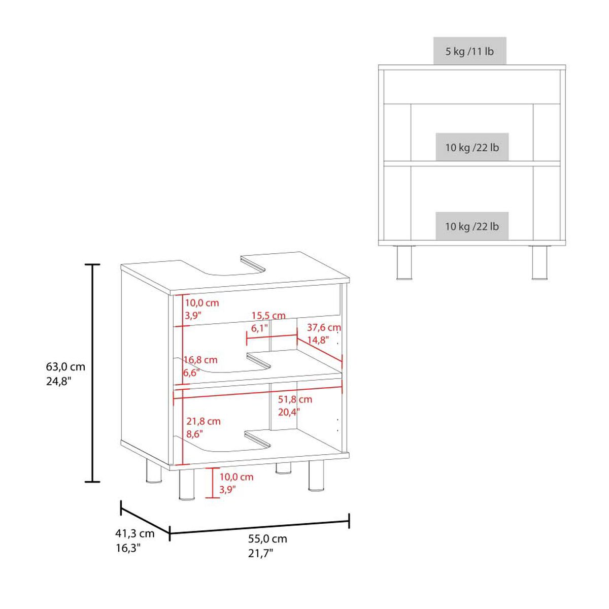 Mueble para Lavamanos Tuhome Marlo Fresno Europeo Blanco