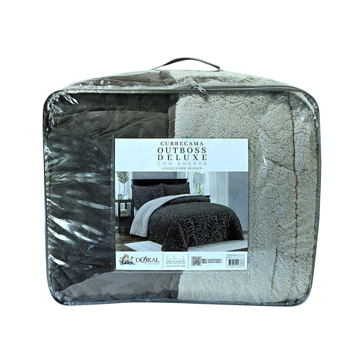 Cubrecama Doral Super King Gris Outboss Sherpa