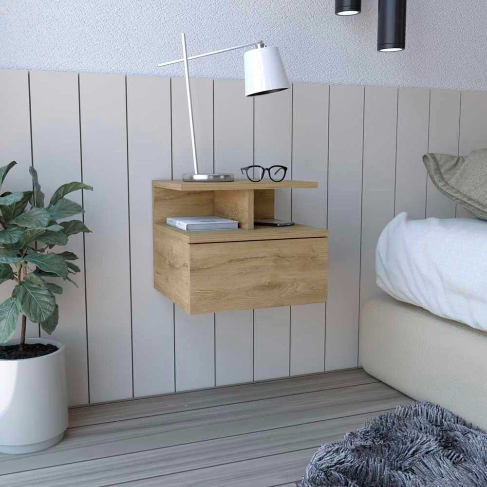 Velador Rectangular TuHome Dreams 1 Cajón Macadamia