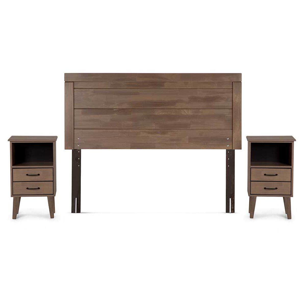 Cama Europea Rosen Base Dividida 2 Plazas New Style 6 + Respaldo + 2 Veladores Sicilia