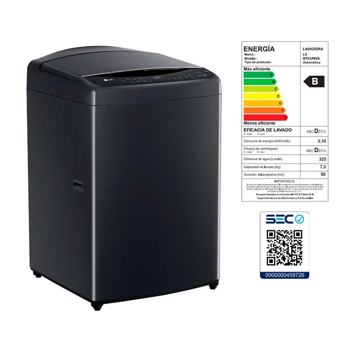 Lavadora Automática LG WT21PBV6 21 Kg