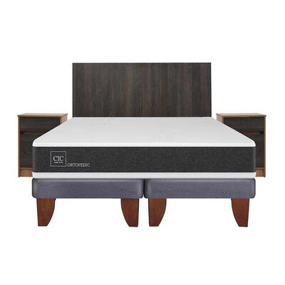 Imagen 1 del producto Cama Europea CIC Base Dividida 2 Plazas Ortopedic + Respaldo + 2 Veladores