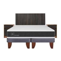 Cama Europea CIC Base Dividida King Ortopedic + Respaldo + 2 Veladores