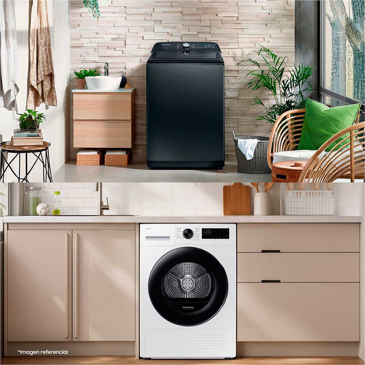 Lavadora Carga Superior Samsung 22 kg + Secadora Bomba de Calor 9 kg