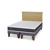 Cama Europea CIC Base Dividida 2 Plazas Ortopedic + Respaldo Dublin Mostaza