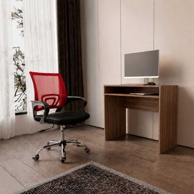 Combo Oficina Escritorio Avellana + Silla New York Negra y Roja Arthome