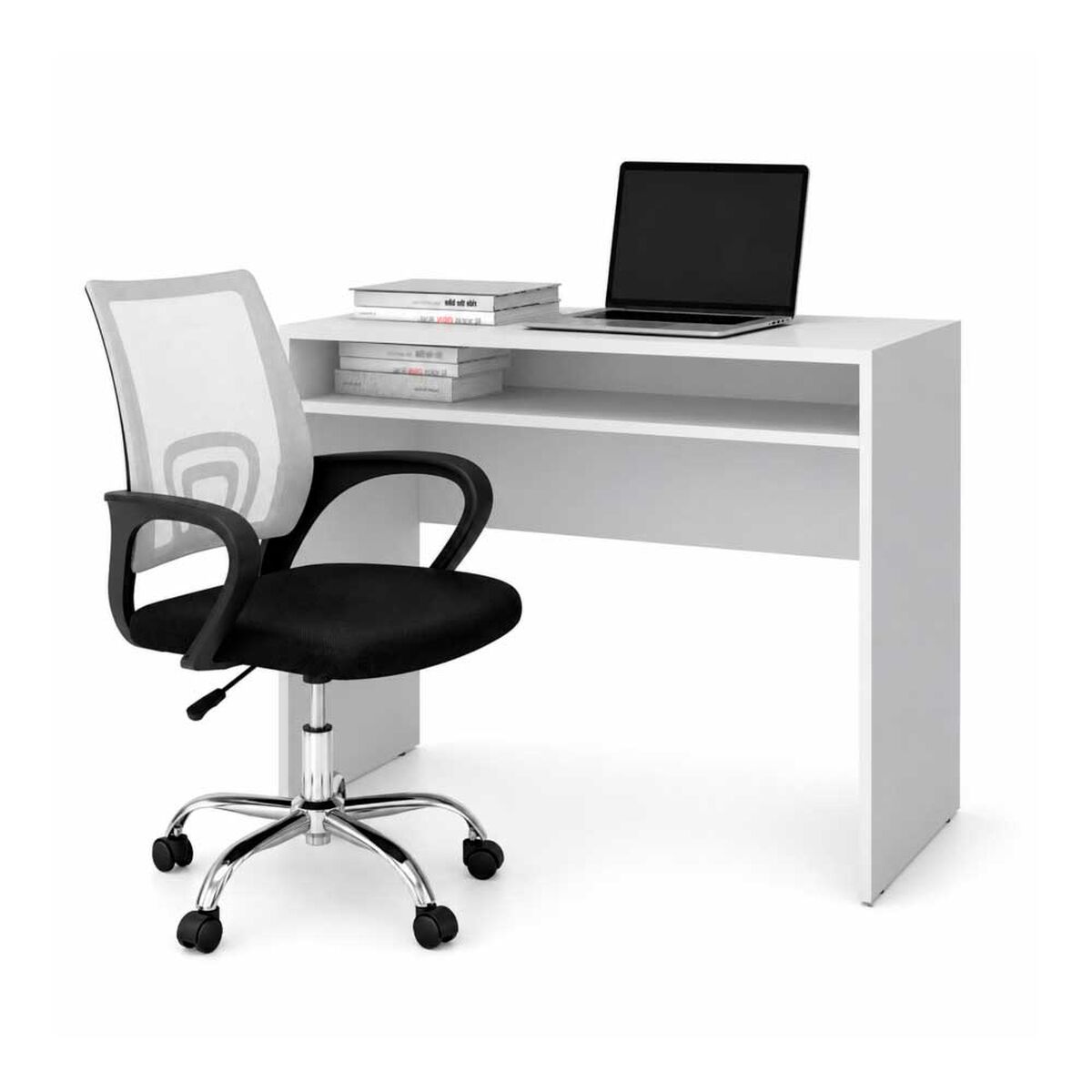 Combo Oficina Escritorio Blanco + Silla New York Negra y Blanca Arthome