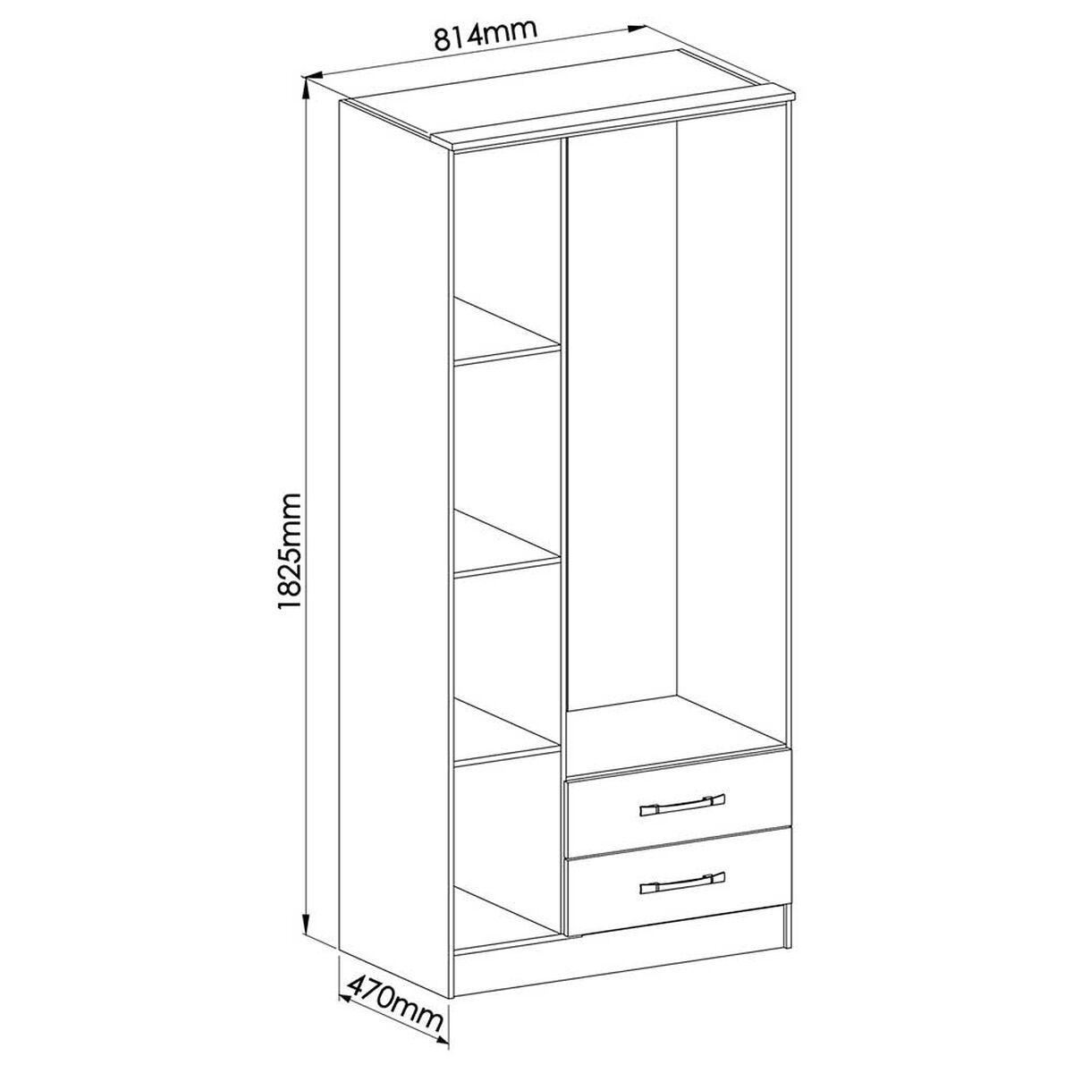 Clóset Vekkahome Pequim 3 Puertas 2 Cajones Negro
