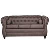 Juego de Living Ruzam Mobel Chesterfield Sofá 3 Cuerpos + Dos Sillones 1 Cuerpo PU Chocolate