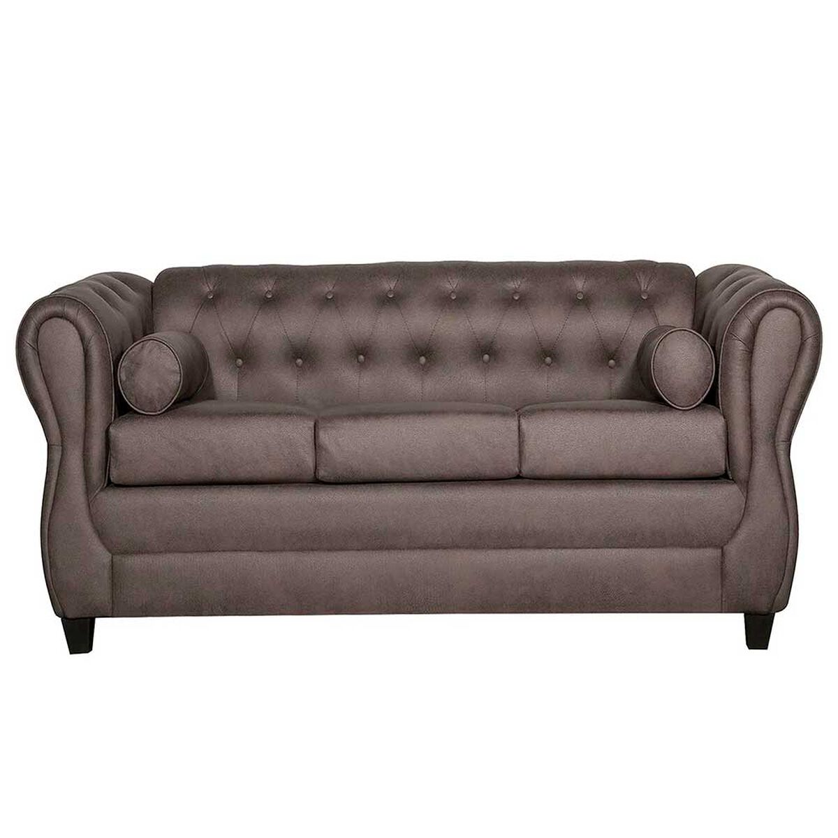Juego de Living Ruzam Mobel Chesterfield Sofá 3 Cuerpos + Dos Sillones 1 Cuerpo PU Chocolate