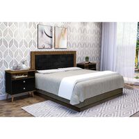 Respaldo + 2 Veladores Dreams 2 Plazas Treliza Negro