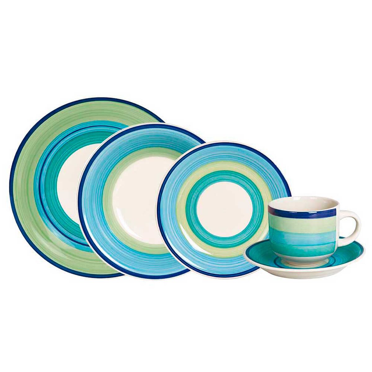 Combo Cocina a Gas Sindelen CH-5050 4 Quemadores + Juego de Vajilla Hallen Mallorca Cerámica 30 Piezas + Set Espumadera + Espatula Casa Linda Silicona Negro