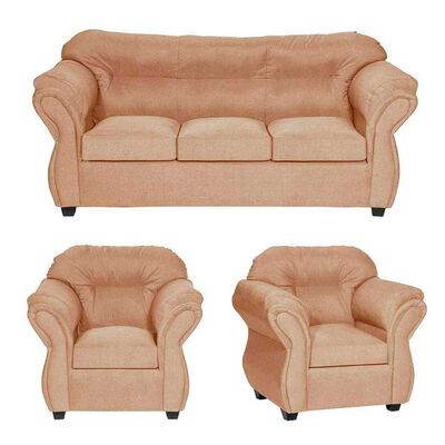 Juego de Living Diseño A&M Home Catalina Sofá 3 Cuerpos + 2 Sillones 1 Cuerpo Beige