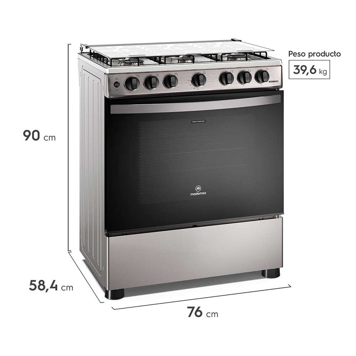 Cocina a Gas Mademsa FM6LSC 6 platos Inox