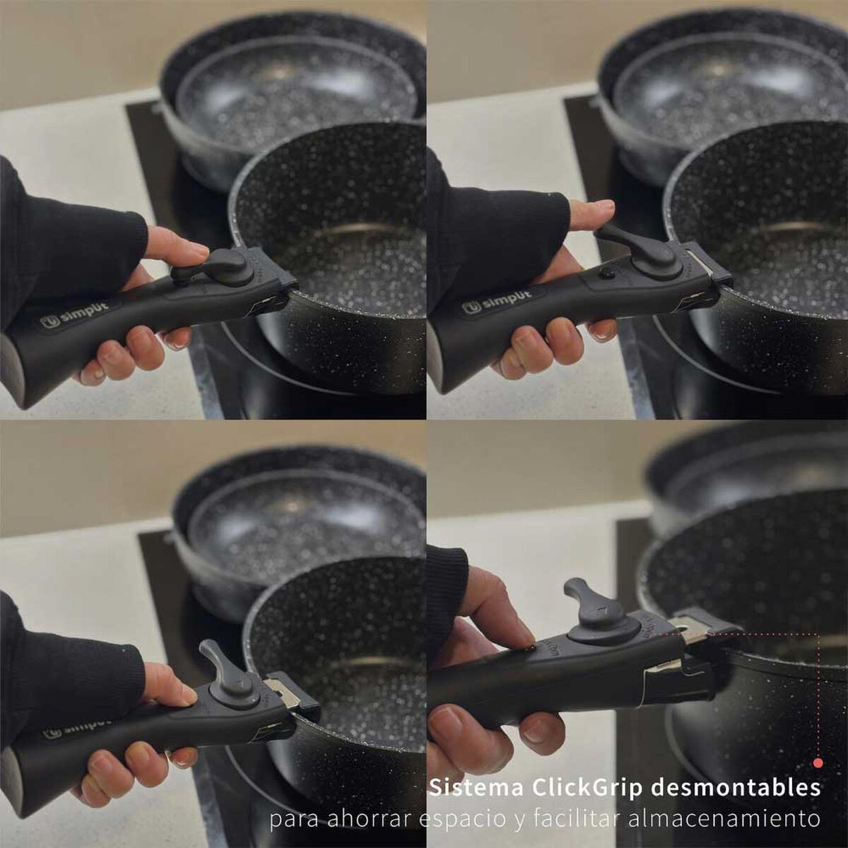 Bater&iacute;a de Cocina Antiadherente Granito Simplit Oxford 15 Piezas Negro