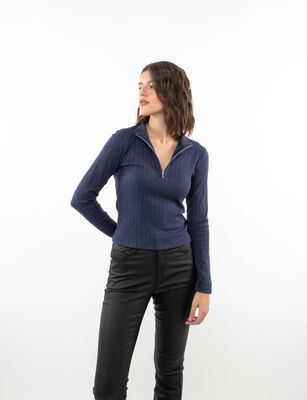 Imagen 1 del producto Polera Manga Larga Mujer Zibel Azul, Crudo