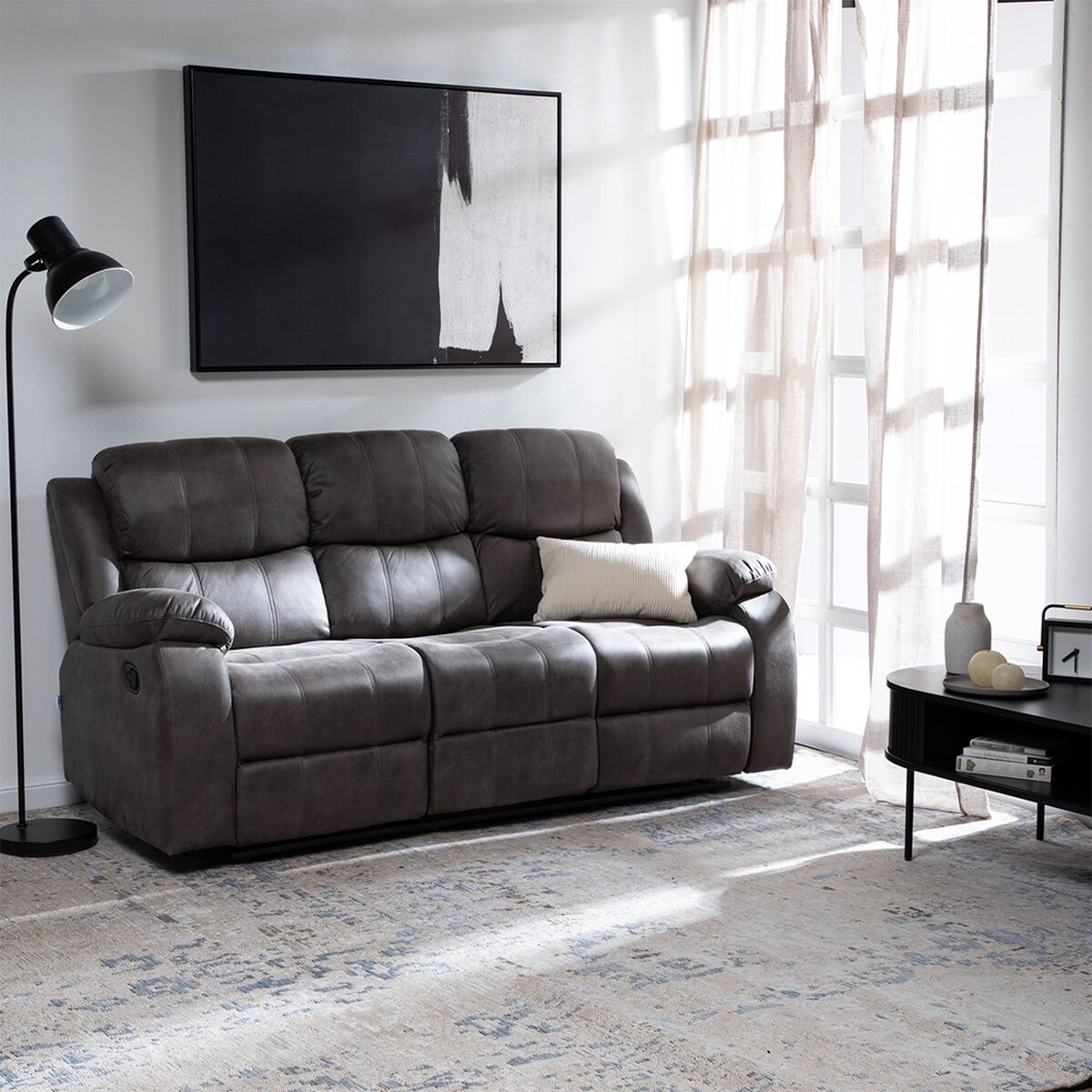 Sofá Reclinable Manual VYS SPA Isabel 3 Cuerpos Gris