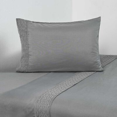 Juego de Sábanas American Family 1.5 Plazas Crochet Gris