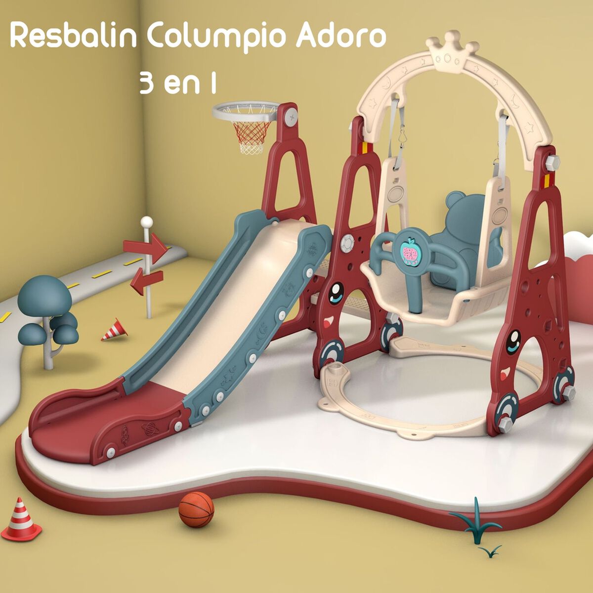 Resbalín Columpio 3 en 1 Lubabycas Gris