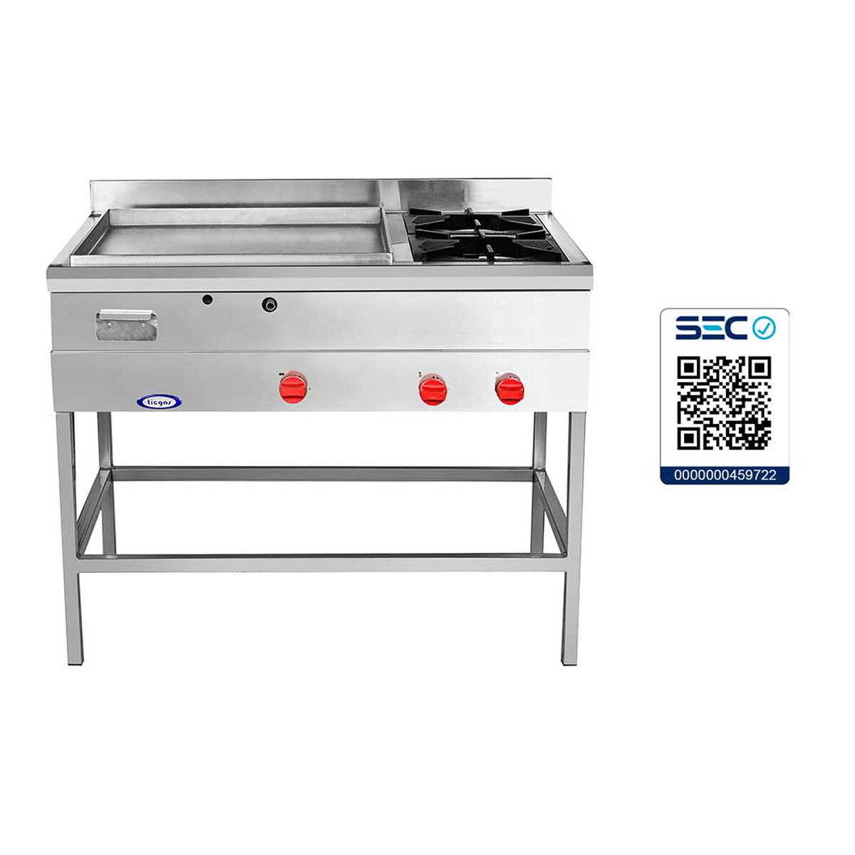 Plancha Churrasquera Ticgas 600x600  + 2 Quemadores Full Inox GLP