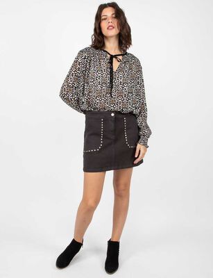 Imagen 2 del producto Falda Mini Apliques Mujer Alma Marengo