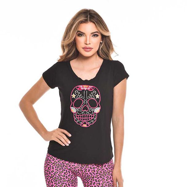 Polera Manga Corta Mujer Rock Caviar