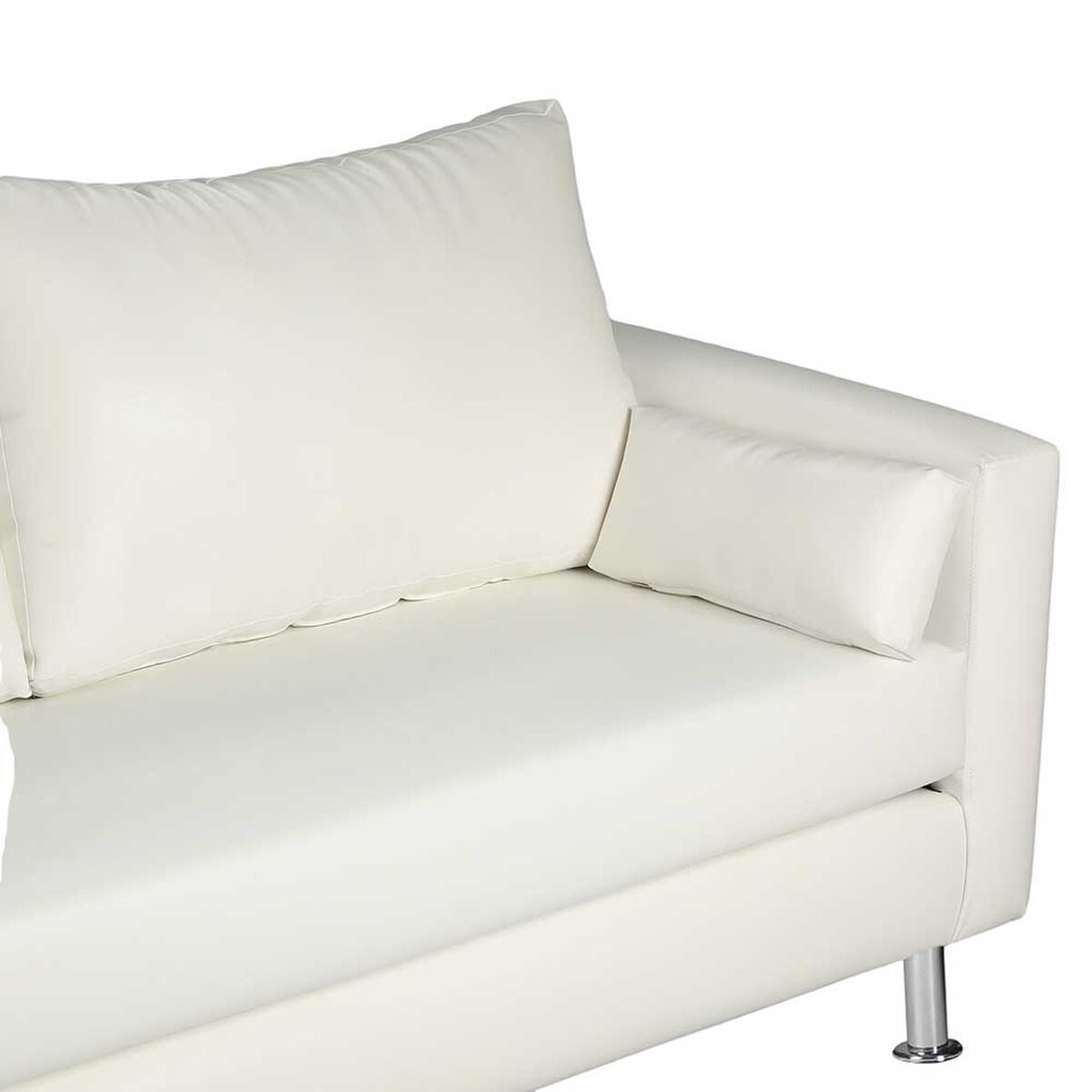 Juego de Living Bodevir Sky PU 12 Sofá 3 Cuerpos + Dos Pouf 1 Cuerpo Blanco 