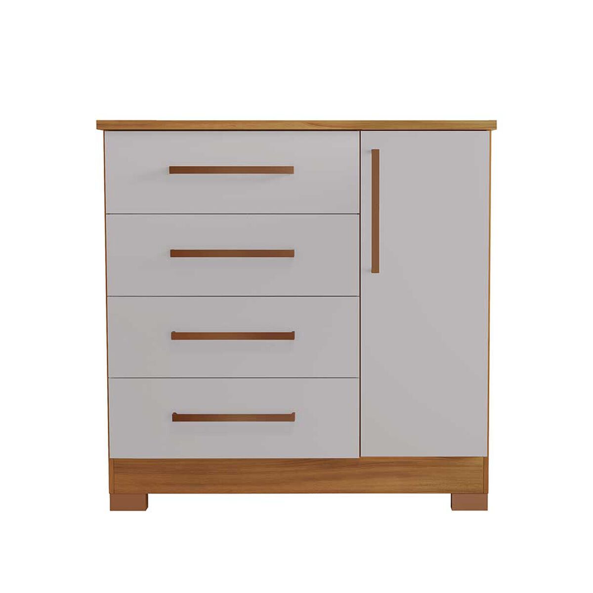 C&oacute;moda Home Mobili Kira 4 Cajones 1 Puerta Blanco Off Caf&eacute;