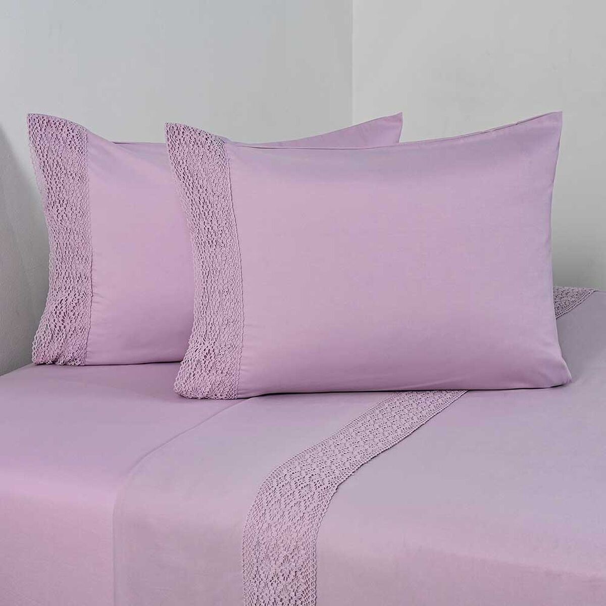 Juego de Sábanas American Family King Crochet Malva