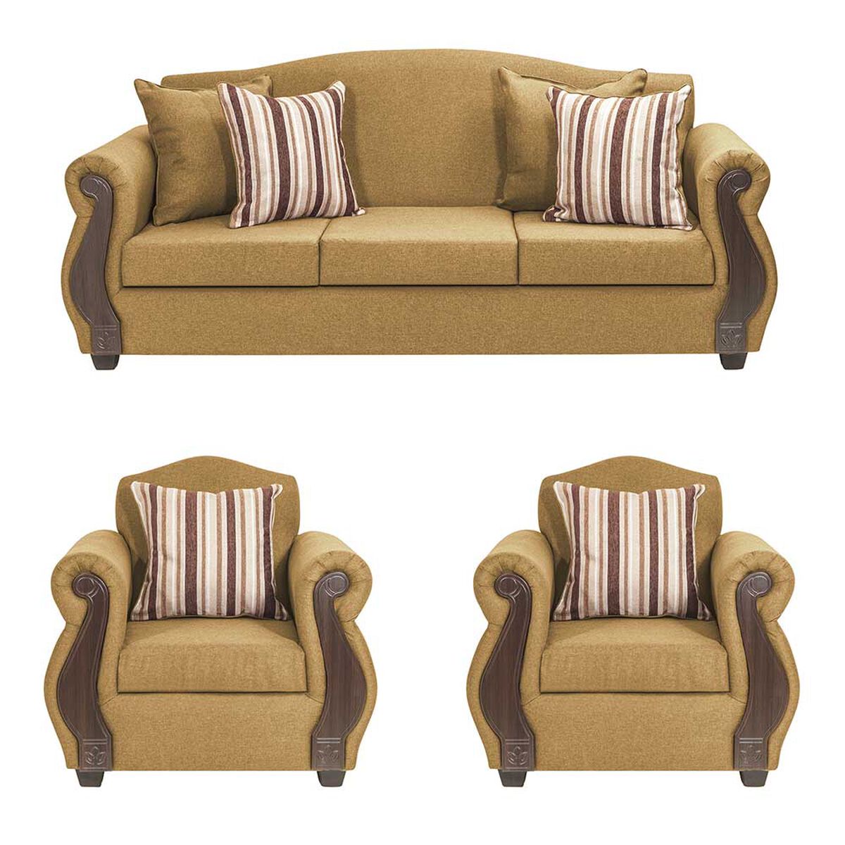 Juego de Living Innovamuebles New Bugambilia Sofá 3 Cuerpos + Dos Sillones 1 Cuerpo Oro
