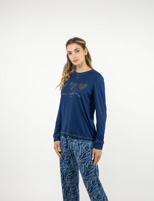 Imagen 1 del producto Conjunto Pijama Mujer Zibel Azul, Rosa