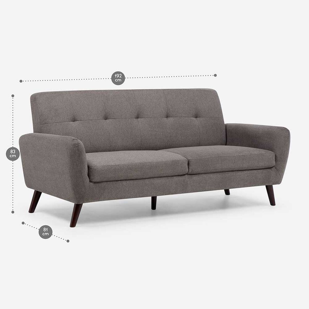 Sofá Rosen Adele 3 cuerpos Gris