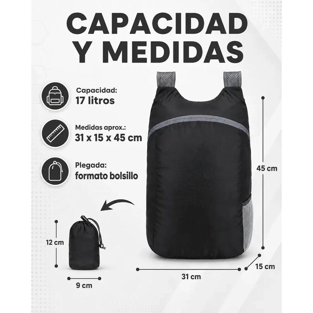 Mochila Ultra Compacta Impermeable 17 Lts Pro Outdoor
