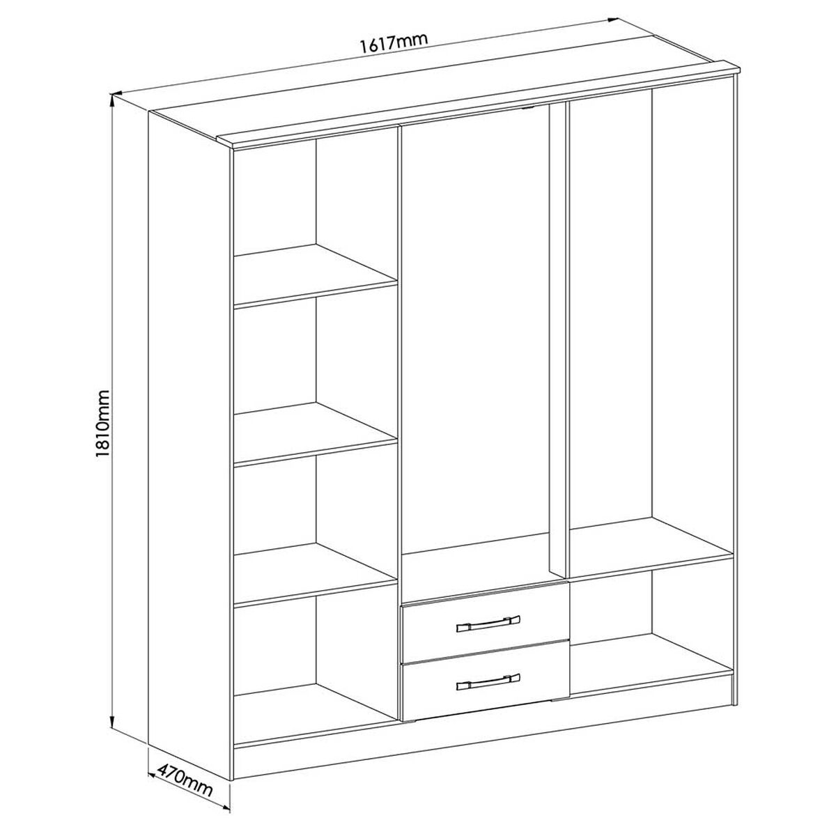 Clóset Vekkahome Pequim 6 Puertas 2 Cajones Negro
