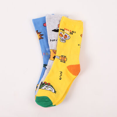 Imagen 1 del producto Pack 3 Unidades Calcetin Niño Largo de Algodón Chess Amarillo