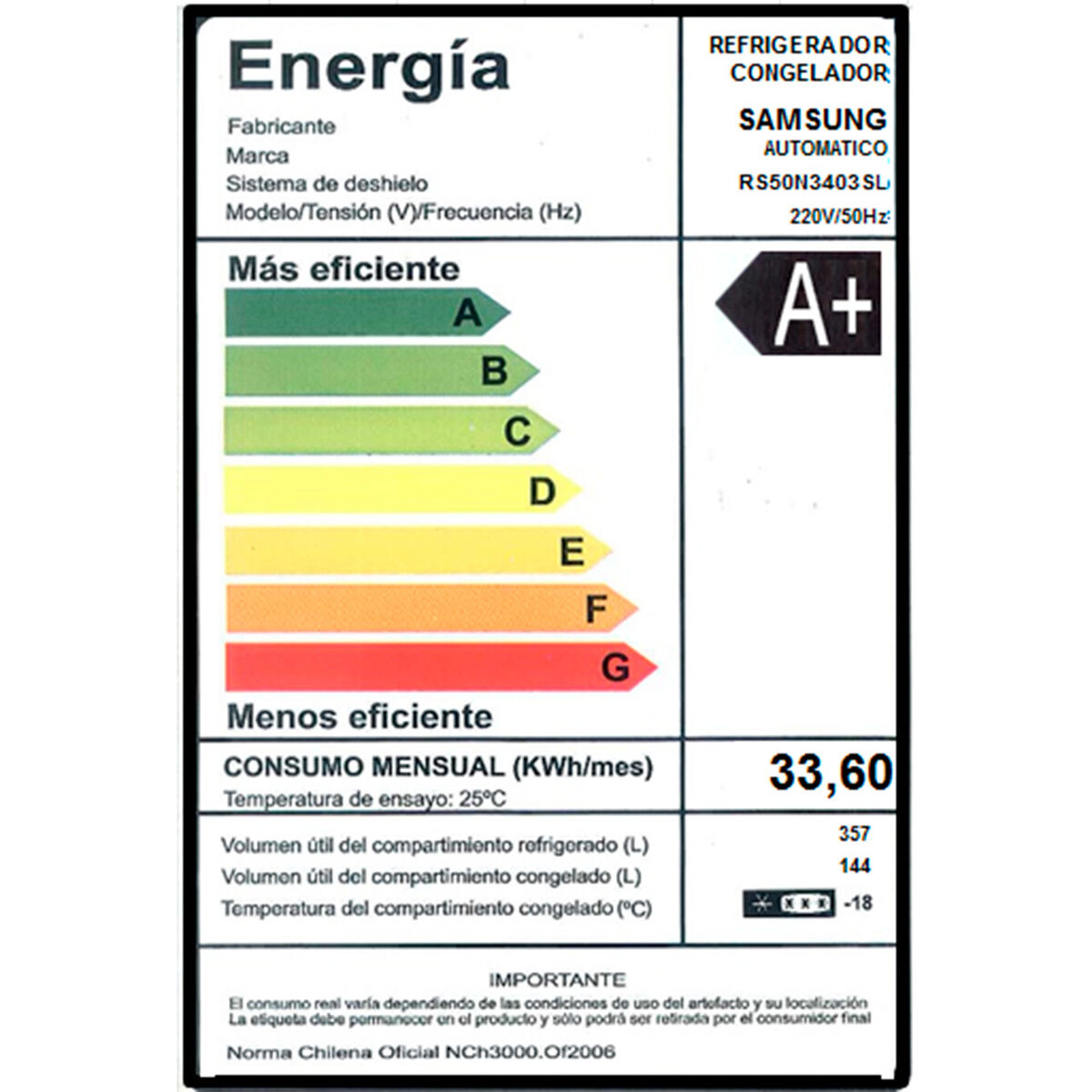 Refrigerador Side by Side Samsung RS50N3403SL/ZS 501 lts.
